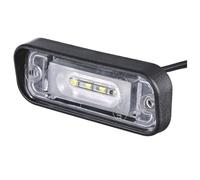 Hella 2KA 010 278-441 Éclairage de plaque minéralogique - LED - 12 V - Montage/raccordement à vis - CCC/ADR/GGVS - Couleur du verre : transparent - Câble : 120 mm - Fiche : prise allemande - Haut