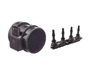 HELLA 8Et 009 142-031 Débitmètre De Masse D'Air - 4Pôle - Tubulure + 5Da 358 000-041 Bobine D'Allumage - 12V - 5Pôle - Bloc Bobine - Vissé