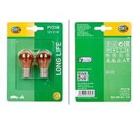HELLA 8GA 006 841-133 Halogène Ampoule - PY21W - Long Life up to 3x longer lifetime - 12V - 21W - Type de culot de l’ampoule: BAU15s - Blister - Quantité: 2