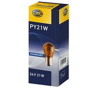 HELLA 8GA 006 841-241 Ampoule - PY21W - Heavy Duty - 24V - 21W - Type de culot: BAU15s - Boîte - Quantité: 10