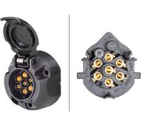 HELLA 8JB 001 943-003 Prise - 12V - 7 pôles - bronze à l'étain - boîtier plastique - noir - DIN/ISO : 1724 - Carton