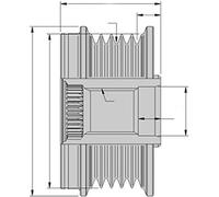 HELLA 9XU 358 038-751 Poulie roue libre, alternateur - Filetage: M16x1,5 - Nombre de gorges: 8 - avec cache
