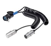 HELLA Câble adaptateur, prise de remorque - 24V - de 15 pôles à 2x7 pôles - Longueur: 450mm - PU (polyuréthane) - noir/argenté - DIN/ISO: 12098 N-Typ/1185 N-Typ/3731 S-Typ - 8JA 005 952-041