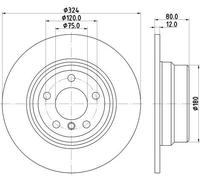 Hella Frein Disque Set Arrière 50323PRO_ HC 324mm x 12mm 05/06 x 120mm For BMW