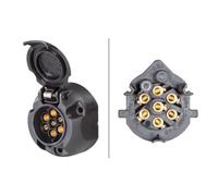 HELLA Prise 7-pôles 8JB 001 943-003 - raccord fileté, plastique noir, DIN/ISO 1724 N-Typ