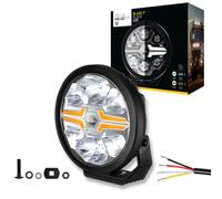 HELLA VALUEFIT LED Projecteur longue portée - Blade Black 9" - 12V / 24V - rond - Chiffre de référence: 25 - limpide - Couleur lumineuse: blanc/ambre - Câble: 500mm - côté frontal - 1FJ 357 199-061
