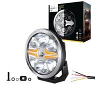 HELLA VALUEFIT LED Projecteur longue portée - Blade Chrome 9" - 12V / 24V - rond - Chiffre de référence: 50 - limpide - Couleur lumineuse: blanc/ambre - Câble: 500mm - côté frontal - 1FJ 357 199-031