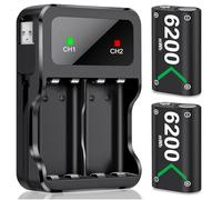 HELLCOOL 2x6200mWh Batterie Manette pour Xbox, Batterie Rechargeable avec Affichage LED/Câble de Chargement, Chargeur Manette pour Xbox One/S/X/Elite,Series S/X Controller