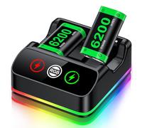 HELLCOOL Batterie rechargeable pour manette Xbox, 2 x 6200 mWh, compatible avec Xbox Series X|S, One, One Elite, S|X, USB Type C, vert, style minimaliste