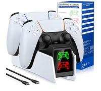 HELLCOOL Chargeur manette PS5 de station, charge rapide en 2-3 heures/indicateur LED pour manette sans fil DualSense/Edge, accessoire PS5 pour manette Play 5