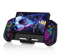 HELLCOOL Manette de commutateur Ã effet Hall, Plug & Play pour console Switch/OLED, manette de commutateur avec joystick précis, look lumineux RVB cool, 4 emplacements pour cartes de jeu