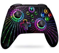 HELLCOOL Manette de commutateur - Manette pour console Nintendo Switch/Lite/OLED - Avec lumière RVB cool - Fonction programmable / Turbo / réveil - Joystick précis - Vibration double moteur