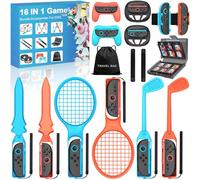 HELLCOOL Switch 2 accessoires de sport 16 en 1 pour Switch 2025 Joy Con avec étui de rangement pour cartes, sac de rangement, volants pour Mario Kart 8 Deluxe, Switch 2 - Ensemble sport pour s'amuser