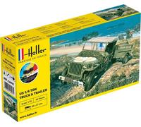 Heller 56997 - 1:72 Starter Kit US 1/4 Ton Camion Et Remorque - Neuf