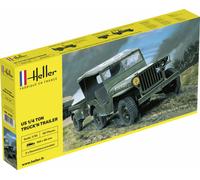 Heller 81105 - 1:3 5 Jeep Willis & Trailer - Neuf