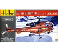 Heller Alouette III Sécurité Civile Hélicoptère De Secours 1:72 Kit De Modèle