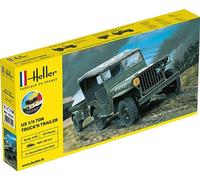 HELLER JOUSTRA Maquette véhicule Militaire : Starter Kit : US 1/4 Ton Truck'N Trailer