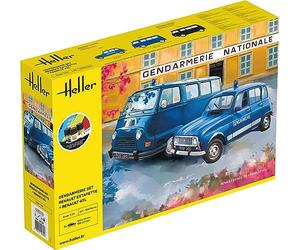 HELLER - Maquette Starter Kit Gendarmerie Set Renault Estafette + Renault 4tl |heller|52325| 1:24 Maquette Char Promo