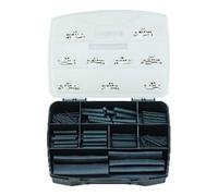 HellermannTyton Assortiment de gaines thermorétractables 380-03001 noir taux de rétreint 3:1 220 parties