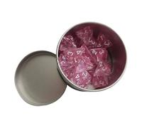 Hellery 25 Pièces Polyèdre D4 Dés Plateau Jeu Table Jeux Acrylique Portable avec Chiffres Blancs Inclus Boîte Métallique Adapté pour Collection Fête, Rose