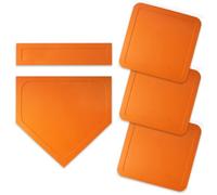 Hellery 5 Pièces Ensemble Bases Baseball Flexible Plaques Baseball en Caoutchouc Plat pour Écoles, Familles, Orange