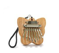 Hellery à Pouces Poche Compact Piano à Pouces avec Boucle Attache Portable à Pouce à 8 Touches pour Débutants, Enfants, Déplacements, Bureau, Kalimba 8 Tons, Forme Papillon, Bois Naturel