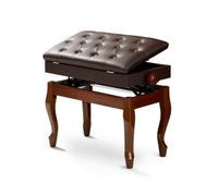 Hellery Banc Piano avec Coffre Réglable Banc Piano avec Rangement Double Siège pour Duos, Noyer, Double avec Boîte De Rangement Et Pieds Incurvés Réglables