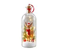 Hellery Bteille Message Noël Scène Miniature Lumineux Bteille Décorative Lumières Sapin Miniature Créatif pr Étagère, Renne