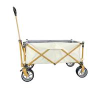 Hellery Chariot de Plein Air Chariot Pliable Chariot Utilitaire Chariot de Camping Structure Métallique Pliable Rangement Compact Roulement Fluide Freinage, Orange Et Blanc Cassé
