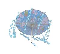 Hellery Chinoise Parapluie Huilé Parasol de Danse Accessoire Photo en Soie avec Manche en Bois Approprié pour Les Fêtes Les Spectacles et Les, Rose Clair et Bleu