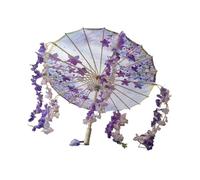Hellery Chinoise Parapluie Huilé Parasol de Danse Accessoire Photo en Soie avec Manche en Bois Approprié pour Les Fêtes Les Spectacles et Les, Violet et Rose