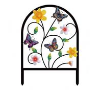 Hellery Clôture Décorative Extérieure Panneau Barrière Bordure Grillage Fer Jardin Ornement Arqué avec Cadre Rectangulaire et Arrondi Motifs Défilants Adaptée, Papillon