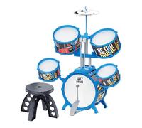 Hellery Ensemble de Batterie Jazz pour Enfants, Jouet éducatif, percussions, Musique pour Enfants, avec Baguettes, Tabouret pour activités de Batterie, fête, Bord Bleu