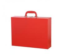 Hellery Étui de Rangement Mahjong Boîte Coffret Valise en Cuir PU Raffiné Contre Poussière et Rayures Loquet Métallique Brillant Poignée Ergonomique pour, Rouge