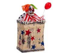 Hellery Figurine Animée d'halloween Clown Sautillant Décor Animé Statue Automate Ornement Effrayant Accessoire Électrique Mouvement Activé Adaptée aux Rassemblements Vitrines Étagères Soirées