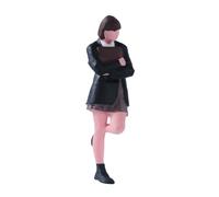 Hellery Figurine de jeune fille à l'échelle 1:64, peinte, en résine, représentant une étudiante aux cheveux courts.