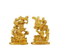 Hellery Figurine Dragon en Laiton Statue Sculpture Décor Chinois Détails Ornés avec Plaques et Plumes Base Embellie et Stable, Hauteur 12cm, Petit Modèle Han Dragon Han Phoenix