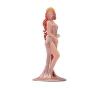 Hellery Figurine miniature au 1/64 d'une beauté aux longs cheveux en robe de soirée. Modèle de collection peint, figurine élégante de femme pour projet de