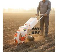 Hellery Handheld Seeder Semoir Planteur Épandeur Manuel avec Réservoir Grande Capacité Acier Inoxydable et Plastique Dosage Précis et Engrais Adapté aux, L 35CM, 5-Buses