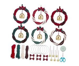 Hellery Kit de Couronne de Noël en Macramé à Faire Soi-même avec Clochettes, Tissée à La Main, Décoration pour Sapin de Noël, Fenêtre, Voiture, Fêtes