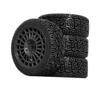 Hellery Lot de 4 Roues et Pneus RC à Monter Soi-même, Accessoires pour Modèle, Pièces de Rechange Faciles à Installer, Robustes, Noires, pour 1:10, Noir