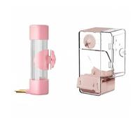 Hellery Mangeoire Automatique pour Oiseaux Distributeur Mangeoire Trémie Perchoir Ouverture Large Anti-déchets Réservoir Transparent en PP Remplissage sans, Array, Rose