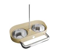 Hellery Mangeoire Double en Acier Inoxydable, Accessoire pour Station d'alimentation, Bol Métallique Suspendu pour Petits et Moyens Perroquets en Cage, Rond Jaune