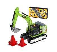 Hellery Mini Véhicule de Construction Télécommandé Pelle Engin Modèle avec Bras Articulé Imitant Le Creusement Rotation de Cabine et Pistes Épaissies Adapté, Vert
