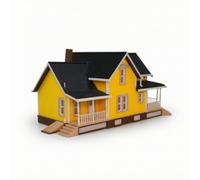 Hellery Miniature Maison Villa Maquette Modèle en Plastique Construction Réaliste avec Porches Latéraux Fenêtres Cadencées et Escaliers à l'Échelle 1 64, Villa Numéro Huit sans Éclairage