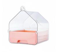 Hellery Oiseaux Suspendu Bassin Abreuvoir Cabine avec Bac Tirable en Plastique PC pour et Entretien Facile sans Outils Adapté aux Perroquets Nains Mandarins Cage Balcon, Rose