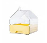 Hellery Oiseaux Suspendu Bassin Abreuvoir Cabine avec Bac Tirable en Plastique PC pour et Entretien Facile sans Outils Adapté aux Perroquets Nains Mandarins Cage Balcon, Jaune