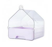 Hellery Oiseaux Suspendu Bassin Abreuvoir Cabine avec Bac Tirable en Plastique PC pour et Entretien Facile sans Outils Adapté aux Perroquets Nains Mandarins Cage Balcon, Violet