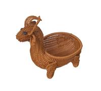 Hellery Panier en Faux Rotin Tressé en Forme d'animal Polyvalent Panier Rangement Tête d'animal Rustique pr lon, S, Buffle