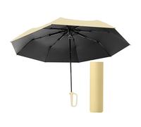 Hellery Parapluie de à Trois Volets pour La Pluie, Antirouille, Polyvalent, avec Boucle à Anneau pour Les à La Plage et Au Camping, Jaune